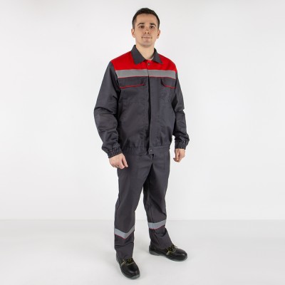 Костюм МILL-Профи лето куртка/полукомбинезон темно-серый/красный