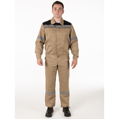 Костюм МILL -Легионер лето с супатной застежкой (куртка, полукомбинезон) Песочный с черным 